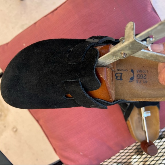 Birkenstock Black Marie Clogs Mary Jane Sandals Wm 26.5 Leather Suede NWT - Picture 5 of 8